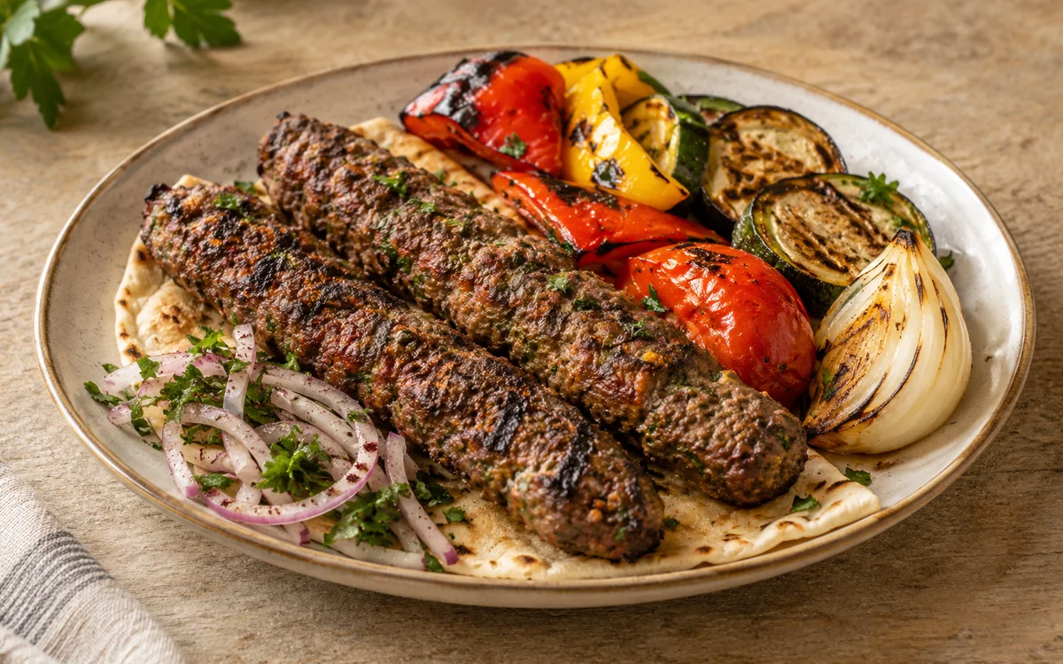 Kafta grillée et légumes